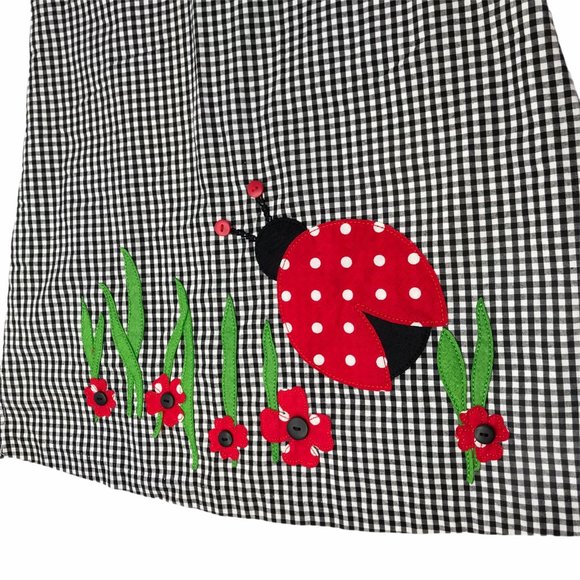 Godlad Girls Dress Black White Gingham Plaid. 6X - Picture 6 of 10